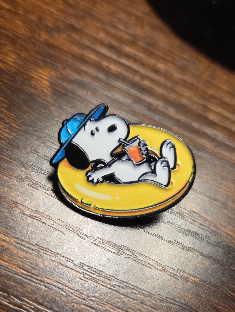 Peanuts Snoopy Yellow Float Enamel Pin - Blue Hat